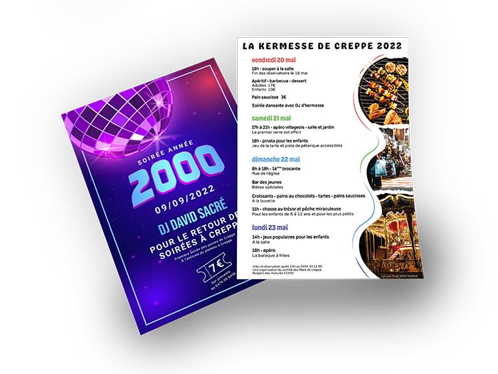 Différentes affiches réalisées pour les fêtes du village de Creppe